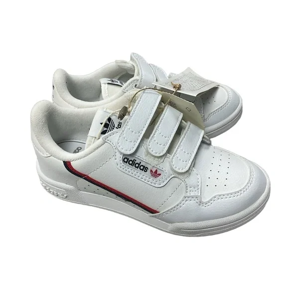 NWT Adidas Kids Continental 80 Sneakers US 12K White Retro Velcro Ortholite - Picture 4 of 9